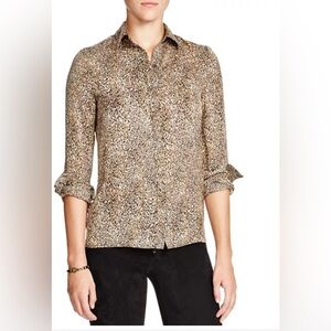 Alice Olivia Willa Placket leopard blouse like new b8